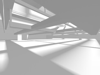 Fototapeta premium Illuminated corridor interior design. Empty Room Interior Background