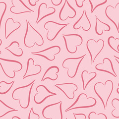 Hearts background pattern design. Fun outline vector seamless repeat. Ideal for Valentines day.