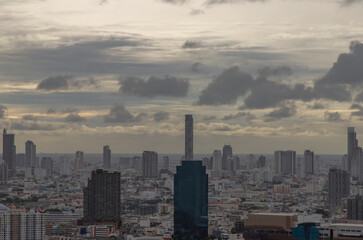 Fototapeta premium Bangkok downtown cityscape with skyscrapers at evening give the city a modern style. Selective focus.