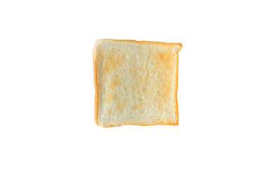 Above view of slice toast bread isolated on white background. Top view of baked bun.