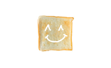 Above view of slice toast bread isolated on white background. Top view of baked bun.