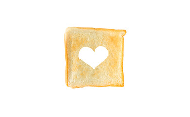 Above view of slice toast bread isolated on white background. Top view of baked bun.