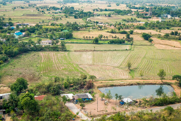 Landscape aerial view and mountains of Suan Phueng, Ratchaburi Province, Thailand.