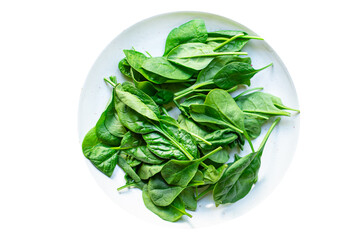 spinach salad green juicy leaves organic salad serving size natural top view copy space  for text...