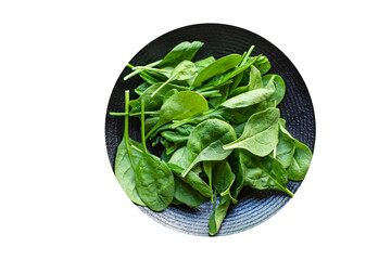 spinach salad green juicy leaves organic salad serving size natural top view copy space  for text...