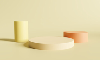 Product display podium on brown background. 3D rendering