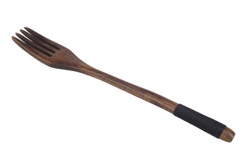 Wooden fork isolated on white background, japanese style