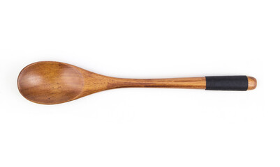 Wooden spoon isolated on white background, japanese style
