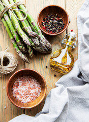 Bunches of green asparagus