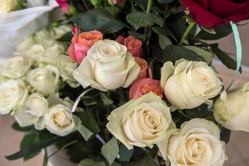  bouquet of colorful roses  for the postcard  birthdays, weddings or Valentine's Day
