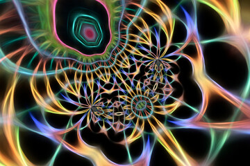 Abstract multicolored fractal neon background