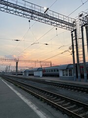 Naklejka premium railway in the morning