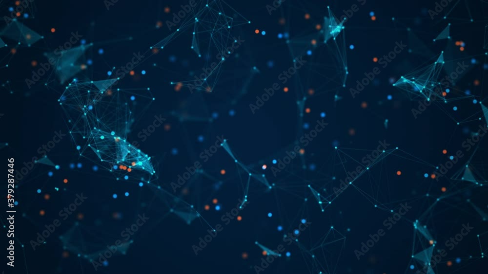 Poster technology digital network connection concept. from lines, points, and triangles. abstract backgroun