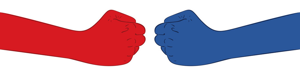 Red fist against blue one