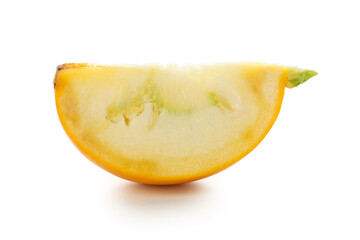 Fresh zucchini slice isolated on white background