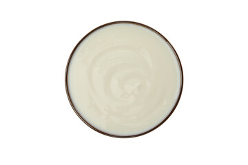 Bowl of sour cream yogurt isolated on white background
