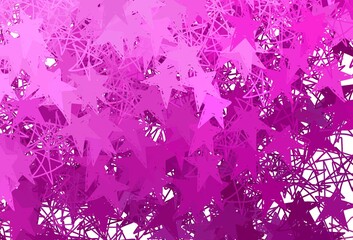 Plakat Light Pink vector pattern with christmas stars.