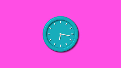 New cyan color 3d wall clock isolated on pink background,wall clock