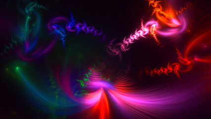 3D rendering abstract multicolor fractal light background