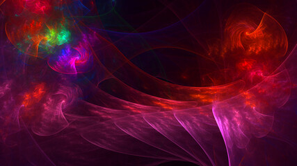 3D rendering abstract multicolor fractal light background