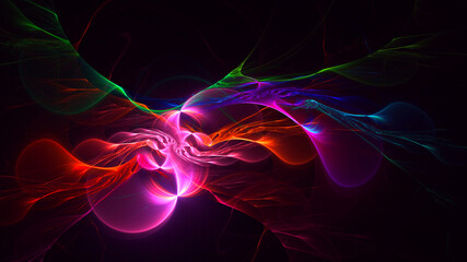 3D rendering abstract multicolor fractal light background