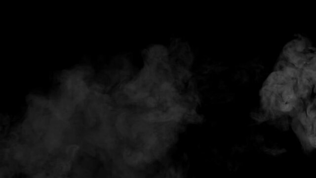 Smoke charges and sparks for creative video with black png background.