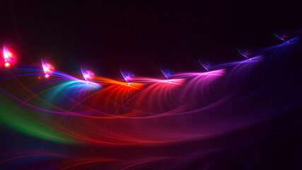 3D rendering abstract multicolor fractal light background