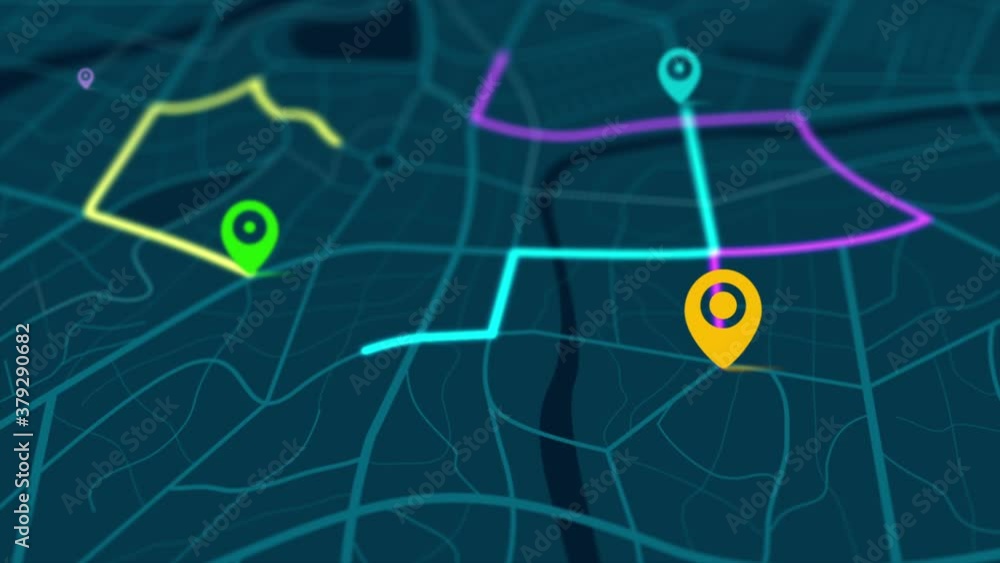 Poster 3d rendering gps map navigator with direction path, different color of a route for transport concept