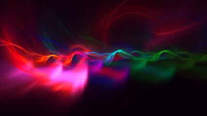 3D rendering abstract multicolor fractal light background