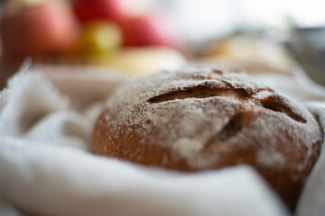 homemade rye bread, freshly baked