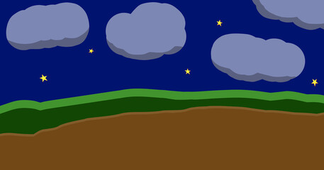 Obraz premium 夜の田舎の風景