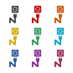 Electrical sign with the letter N logo, color set