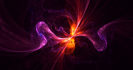 3D rendering abstract multicolor fractal light background
