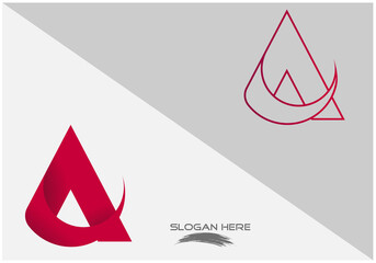 vector illustration of pink color lining folded 3d creative capital alphabet letter A logo design
