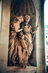 Wien, Austria - The allegoric statue symbolizes the Maria Theresa’s motto ‘Justitia et...