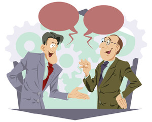 Two professional young businessman is talking.