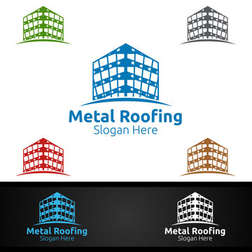 Metal Roofing Logo for Shingles Roof Real Estate or Handyman Architecture