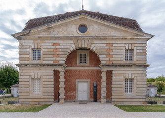 Arc-Et-Senans, France - 08 31 2020: Royal Saltworks of Arc-Et-Senans. Clerk buildings