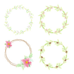 minimal watercolor christmas leaf wreath frame collection