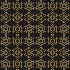 Golden background pattern. Black and gold background image. Seamless geometric pattern, wallpaper texture. Vector
