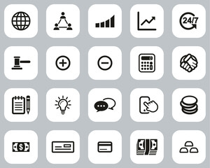 Trade Or Exchange Icons Black & White Flat Design Set Big