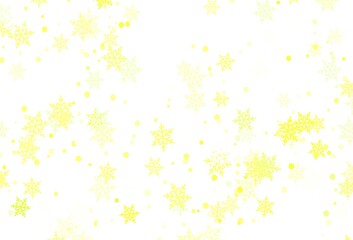 Light Green, Yellow vector background with beautiful snowflakes.