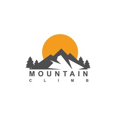 Fototapeta na wymiar vintage silhouette mountine logo design, mountine vector logo, mountaine with pine