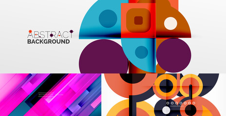 Collection of technology geometric abstract backgrounds for covers, banners, flyers and posters and other templates