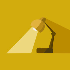 Illustration of a table lamp with burning bulb