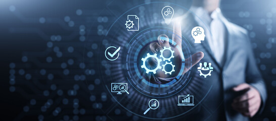 Business process automation industrial technology innovation optimisation concept.