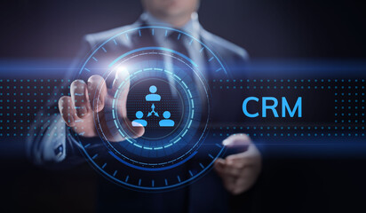 CRM - Customer Relationship Management. Enterprise Communication and planning software concept.
