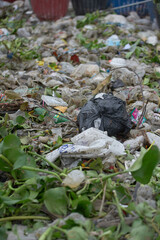 garbage waste landscape, many of waste garbage plastic, bottle, paper for background, pollution from garbage dump many, yard of plastic waste trash dirty rubbish