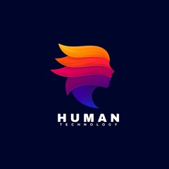 Vector Logo Illustration Human Gradient Colorful Style.