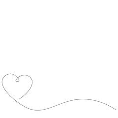 Valentine day background with heart line drawing. Vector illustration